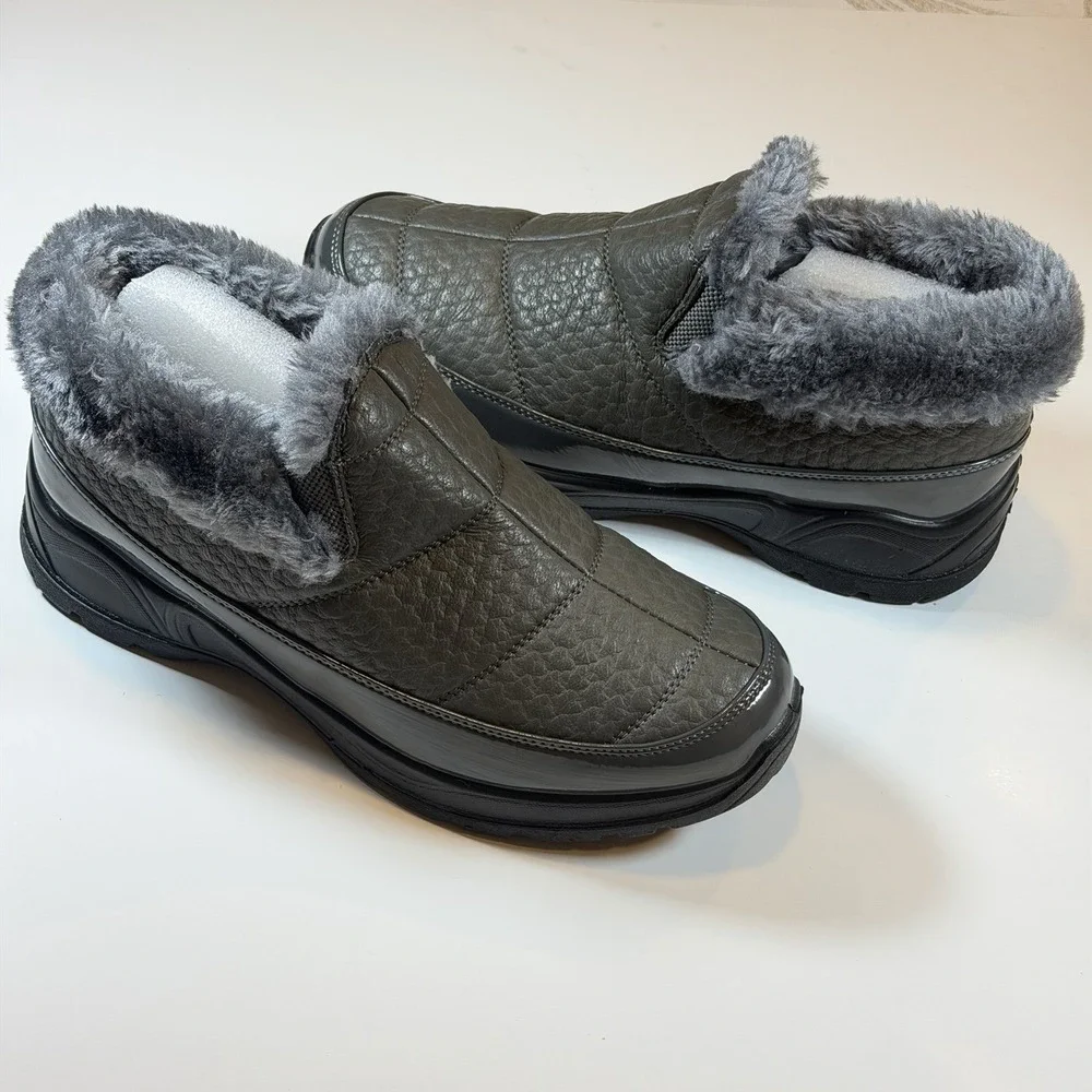 Easy Street Size-8W Womens Flurry Waterproof Flat Heel Winter Boots Gray